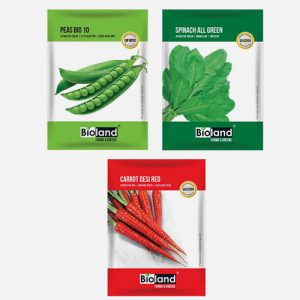 BIOLAND Winter Vegetable Seeds Combo | Peas, Carrot and Spinach