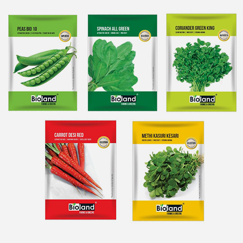 BIOLAND Easy to Grow Winter Vegetable Seeds Combo | Spinach, Peas, Fenugreek, Coriander and Carrot